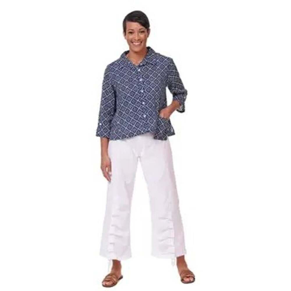 NWT Tulip Clothing White Scooter Pants Cotton Pull On Tapered Ankle Pant LARGE